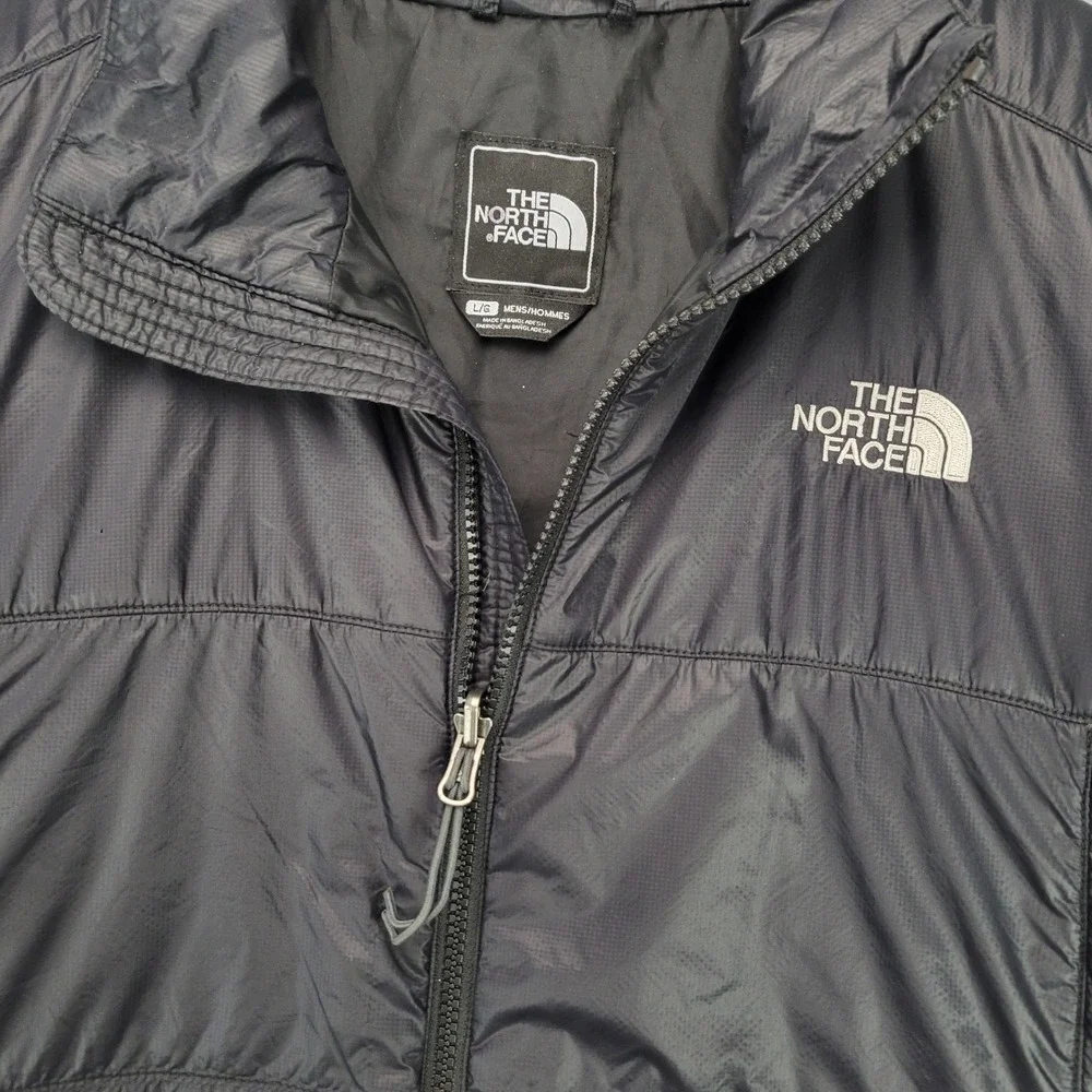 The North Face Puffer Jacket Mens Large Black Full Zip Insulated Ripstop Logo